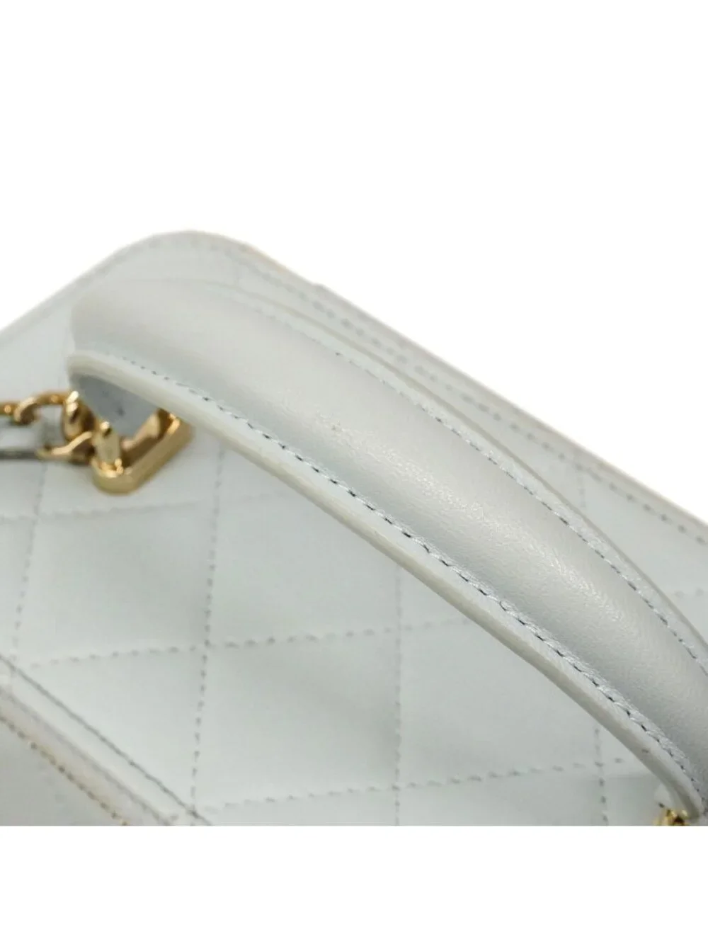 Chanel Vanity Bag Quilted Lambskin Sky Blue Champagne Gold 2-Way Bag
